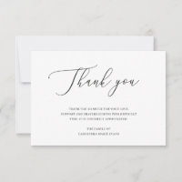 Elegant Black and White Funeral Acknowledgement