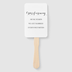 Elegant black and white funny wedding program hand fan