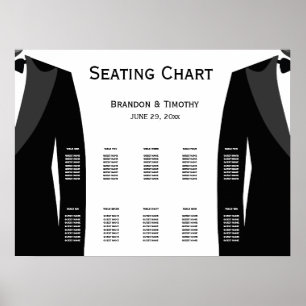 Elegant Black And White Gay Wedding Seating Chart