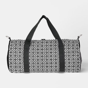 Elegant Black and White Geometric Pattern Duffle Bag