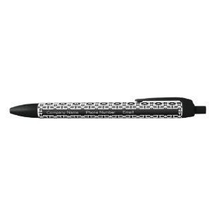 Elegant Black and White Geometric Pattern Ink Pen