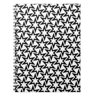 Elegant Black and White Geometric Star Pattern Notebook