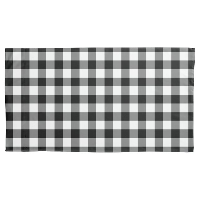 Elegant Black And White Gingham Pillowcase (Front-Left)