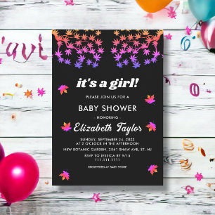 Elegant Black And White Glowy Fall Baby Shower Invitation