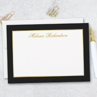 Elegant Black and White Gold Frame Card