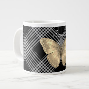 Elegant black and white golden Butterfly Large Coffee Mug