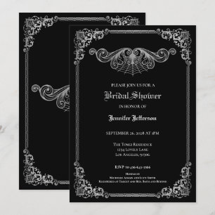 Elegant black and white Gothic Bridal Shower Announcement