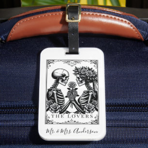 Elegant Black and White Gothic Tarot Wedding Luggage Tag