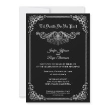 Elegant black and white Gothic wedding Invitation