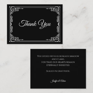 Elegant black and white Gothic wedding Thank You Card