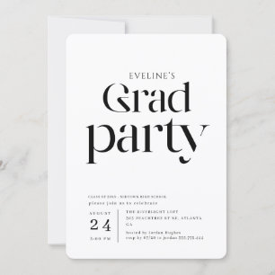 Elegant Black and White Grad Party Invitation