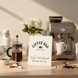 Elegant Black and White Graduation Coffee Bar Pedestal Sign