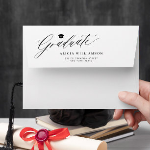 Elegant black and white graduation invitation  envelope