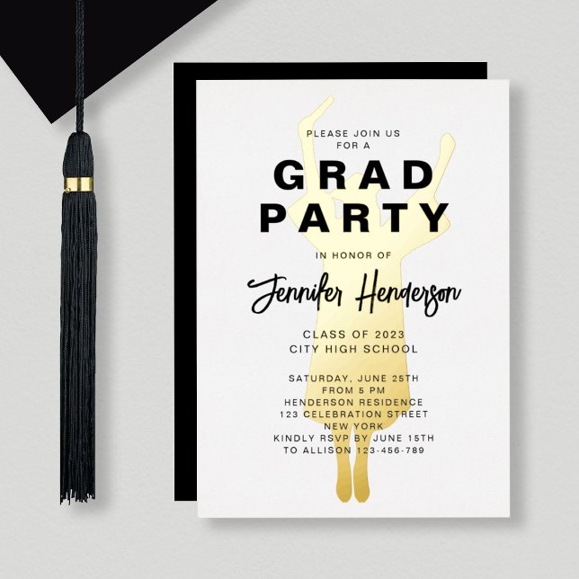 Elegant Black And White Graduation Party Gold (Creator Uploaded)