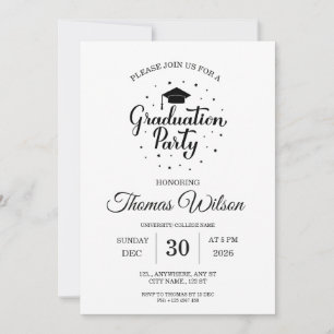 Elegant Black and White Graduation Party Invite