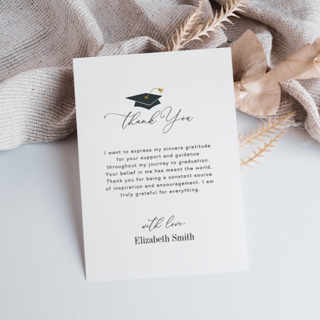 elegant black and white graduation thank you card (Creator Uploaded)