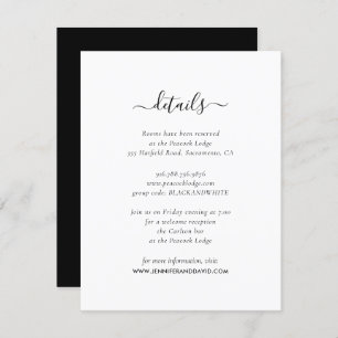 Elegant Black and White Guest Information Cards