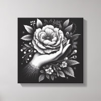 Elegant Black and White Hand Botanical Art