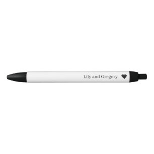 Elegant Black and White Heart Stylish Black Ink Pen