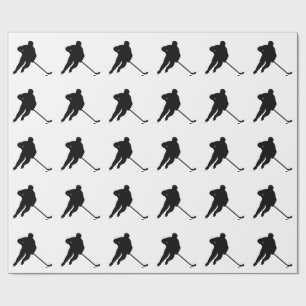 Elegant black and white Hockey Player  Wrapping Paper