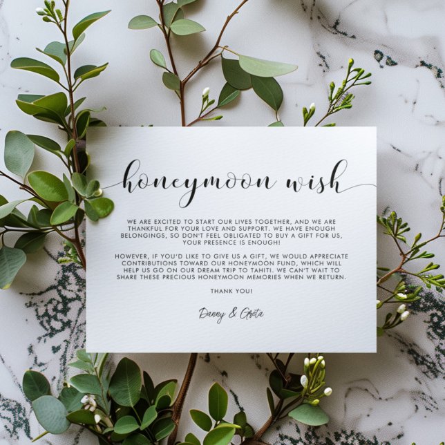 Elegant black and white Honeymoon wish Enclosure Card (Creator Uploaded)