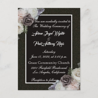 Elegant Black and White Invitation Postcard