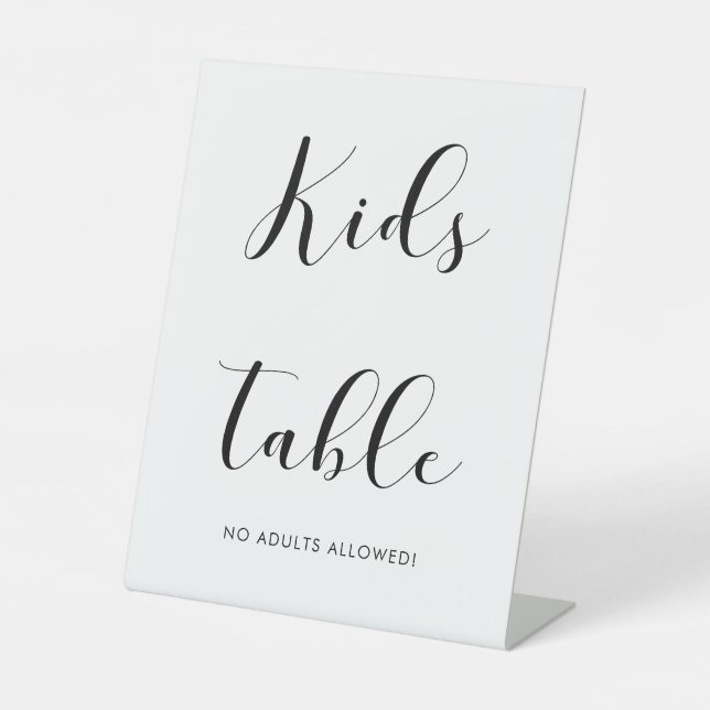 Elegant Black and White Kids Table Pedestal Sign (Front)