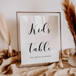 Elegant black and white Kids table wedding sign