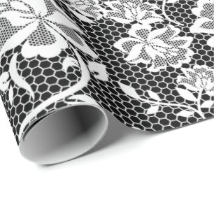 Elegant Black and White Lace Wrapping Paper
