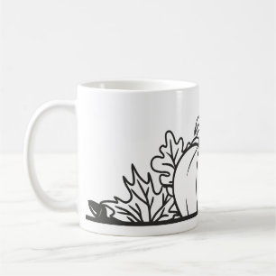 Elegant Black and White Leaf Mug Design