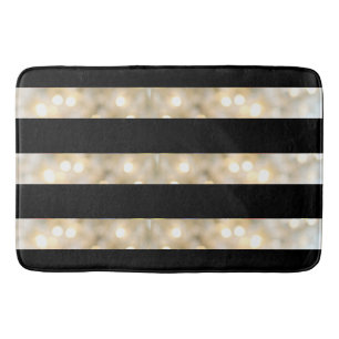 Elegant Black And White Lights Stripes Chic Modern Bath Mat