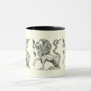 Elegant Black and White Lion Sketch - Vintage  Mug