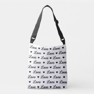 Elegant Black and White Love Crossbody Bag