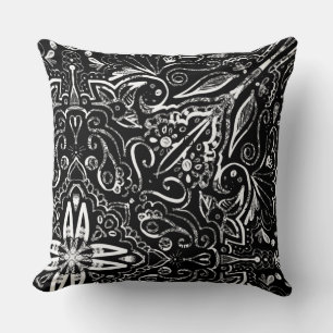 Elegant black and white mandala design cushion