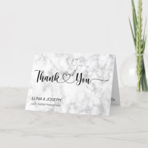 Elegant black and white marble wedding thank you  card