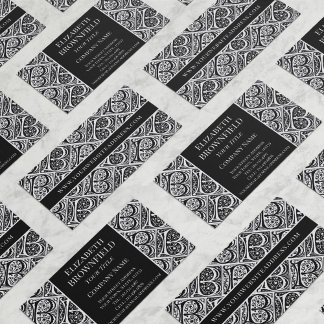 Elegant Black and White Mediaeval Letter B Busines Business Card