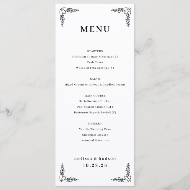 Elegant Black and White Menu (Front)