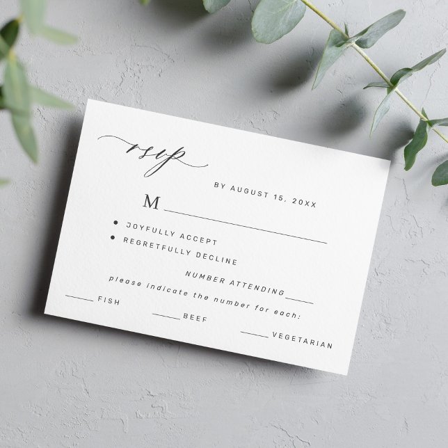 Elegant black and white menu choice wedding rsvp (Creator Uploaded)