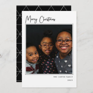 Elegant Black and White Merry Christmas Photo Card
