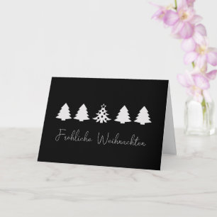 Elegant black and white Merry Christmas trees Card