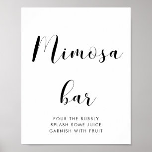 Elegant black and white Mimosa bar wedding sign