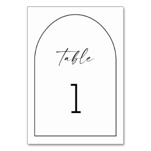 Elegant black and white minimalist arch wedding table number