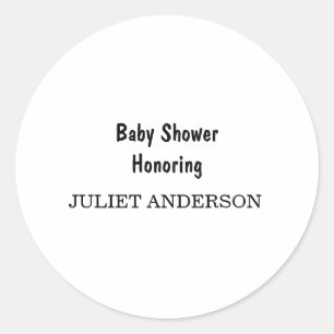 Elegant Black And White Minimalist Baby Shower Classic Round Sticker