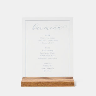 Elegant Black and White Minimalist Bar Menu Acrylic Sign