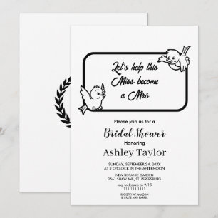 Elegant black and white minimalist Bridal Shower Invitation