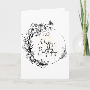 Elegant Black and White Minimalist Floral Card