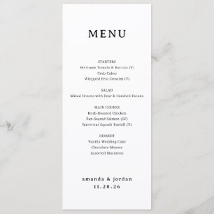 Elegant Black and White Minimalist Menu