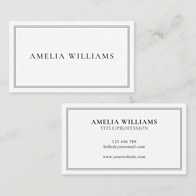 Elegant Black and White Minimalist Professional Business Card (Front/Back)
