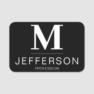 Elegant Black And White: Minimalist & Professional Name Tag