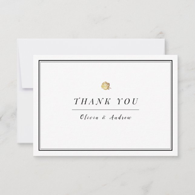 Elegant black and white minimalist thank you card (Front)